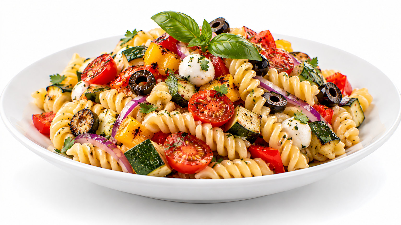 Pasta Fría con Verduras a la Parrilla y Mozzarella